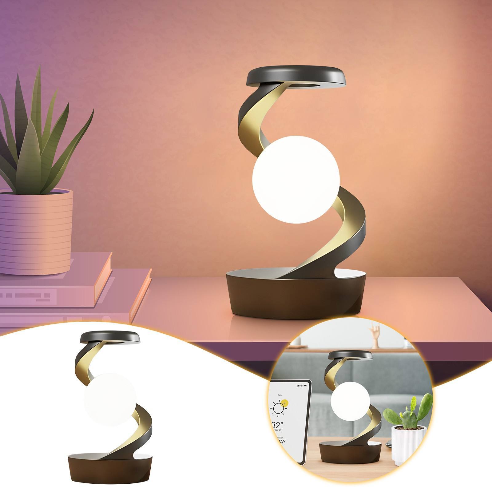 Rotating Moon Desk Lamp With Phone Wireless Charging - TDS INC